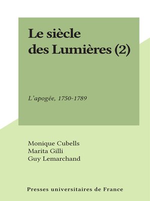 cover image of Le siècle des Lumières, 2